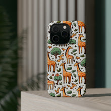 DistinctInk Tough Case for Apple iPhone, Compatible with MagSafe Charging - "Giraffe Parade: A Playful Seamless Pattern"
