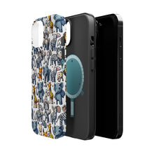 DistinctInk Tough Case for Apple iPhone, Compatible with MagSafe Charging - "Whimsical Jungle: Cartoon Animal Pattern"