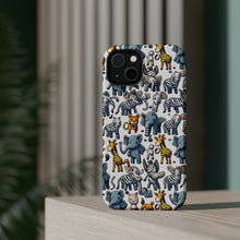 DistinctInk Tough Case for Apple iPhone, Compatible with MagSafe Charging - "Whimsical Jungle: Cartoon Animal Pattern"