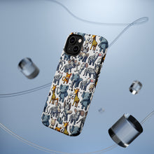 DistinctInk Tough Case for Apple iPhone, Compatible with MagSafe Charging - "Whimsical Jungle: Cartoon Animal Pattern"