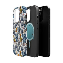 DistinctInk Tough Case for Apple iPhone, Compatible with MagSafe Charging - "Whimsical Jungle: Cartoon Animal Pattern"