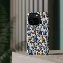 DistinctInk Tough Case for Apple iPhone, Compatible with MagSafe Charging - "Whimsical Jungle: Cartoon Animal Pattern"