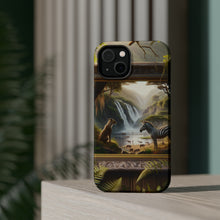 DistinctInk Tough Case for Apple iPhone, Compatible with MagSafe Charging - "Zebra's Gaze: A Painterly Journey into African Wilderness"