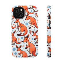 DistinctInk Tough Case for Apple iPhone, Compatible with MagSafe Charging - "Playful Kangaroo Parade: Repeating Cartoon Pattern"
