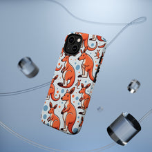 DistinctInk Tough Case for Apple iPhone, Compatible with MagSafe Charging - "Playful Kangaroo Parade: Repeating Cartoon Pattern"