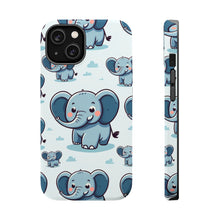 DistinctInk Tough Case for Apple iPhone, Compatible with MagSafe Charging - "Whimsical Elephant Parade: A Playful Pattern"