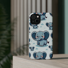 DistinctInk Tough Case for Apple iPhone, Compatible with MagSafe Charging - "Whimsical Elephant Parade: A Playful Pattern"
