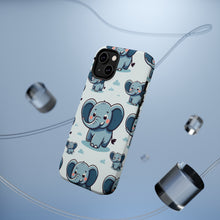 DistinctInk Tough Case for Apple iPhone, Compatible with MagSafe Charging - "Whimsical Elephant Parade: A Playful Pattern"