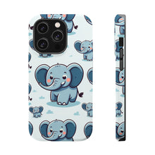DistinctInk Tough Case for Apple iPhone, Compatible with MagSafe Charging - "Whimsical Elephant Parade: A Playful Pattern"