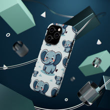 DistinctInk Tough Case for Apple iPhone, Compatible with MagSafe Charging - "Whimsical Elephant Parade: A Playful Pattern"
