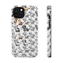DistinctInk Tough Case for Apple iPhone, Compatible with MagSafe Charging - "Whimsical Animal Fun: Repeating Cartoon Pattern"