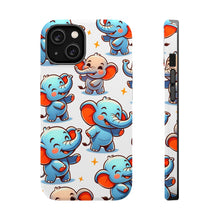 DistinctInk Tough Case for Apple iPhone, Compatible with MagSafe Charging - "Whimsical Elephants: A Playful Pattern Delight"
