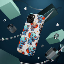 DistinctInk Tough Case for Apple iPhone, Compatible with MagSafe Charging - "Whimsical Elephants: A Playful Pattern Delight"