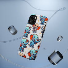 DistinctInk Tough Case for Apple iPhone, Compatible with MagSafe Charging - "Whimsical Elephants: A Playful Pattern Delight"