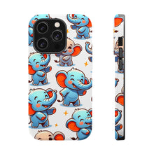 DistinctInk Tough Case for Apple iPhone, Compatible with MagSafe Charging - "Whimsical Elephants: A Playful Pattern Delight"