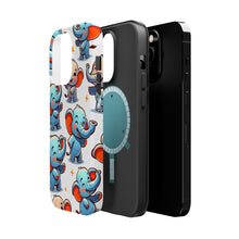 DistinctInk Tough Case for Apple iPhone, Compatible with MagSafe Charging - "Whimsical Elephants: A Playful Pattern Delight"