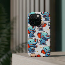 DistinctInk Tough Case for Apple iPhone, Compatible with MagSafe Charging - "Whimsical Elephants: A Playful Pattern Delight"