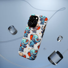 DistinctInk Tough Case for Apple iPhone, Compatible with MagSafe Charging - "Whimsical Elephants: A Playful Pattern Delight"