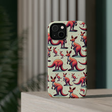 DistinctInk Tough Case for Apple iPhone, Compatible with MagSafe Charging - "Jumping Joy: A Playful Kangaroo Pattern"