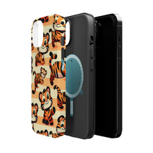 DistinctInk Tough Case for Apple iPhone, Compatible with MagSafe Charging - "Crazy Tigers Unleashed on Pastel Backdrop"