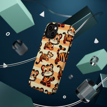 DistinctInk Tough Case for Apple iPhone, Compatible with MagSafe Charging - "Crazy Tigers Unleashed on Pastel Backdrop"