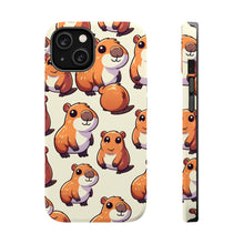 DistinctInk Tough Case for Apple iPhone, Compatible with MagSafe Charging - "Cheerfully Playful Capybara Pattern Collection"