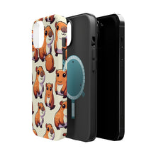 DistinctInk Tough Case for Apple iPhone, Compatible with MagSafe Charging - "Cheerfully Playful Capybara Pattern Collection"