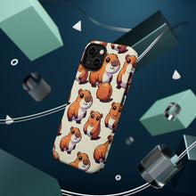 DistinctInk Tough Case for Apple iPhone, Compatible with MagSafe Charging - "Cheerfully Playful Capybara Pattern Collection"