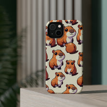DistinctInk Tough Case for Apple iPhone, Compatible with MagSafe Charging - "Cheerfully Playful Capybara Pattern Collection"