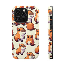 DistinctInk Tough Case for Apple iPhone, Compatible with MagSafe Charging - "Cheerfully Playful Capybara Pattern Collection"
