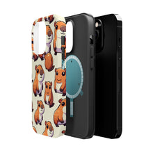 DistinctInk Tough Case for Apple iPhone, Compatible with MagSafe Charging - "Cheerfully Playful Capybara Pattern Collection"