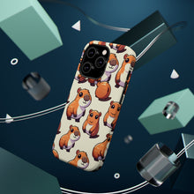 DistinctInk Tough Case for Apple iPhone, Compatible with MagSafe Charging - "Cheerfully Playful Capybara Pattern Collection"