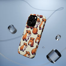 DistinctInk Tough Case for Apple iPhone, Compatible with MagSafe Charging - "Cheerfully Playful Capybara Pattern Collection"