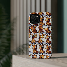 DistinctInk Tough Case for Apple iPhone, Compatible with MagSafe Charging - "Whimsical Giraffe Delight: A Playful Repeating Pattern"