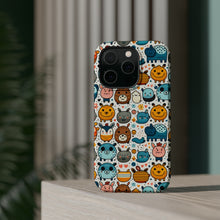 DistinctInk Tough Case for Apple iPhone, Compatible with MagSafe Charging - "Whimsical Wildlife: A Playful Animal Pattern"