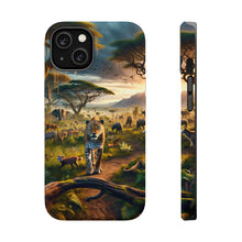 DistinctInk Tough Case for Apple iPhone, Compatible with MagSafe Charging - "The Majestic Leopard: A Vibrant Safari Serenade"