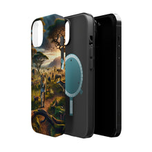 DistinctInk Tough Case for Apple iPhone, Compatible with MagSafe Charging - "The Majestic Leopard: A Vibrant Safari Serenade"
