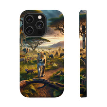 DistinctInk Tough Case for Apple iPhone, Compatible with MagSafe Charging - "The Majestic Leopard: A Vibrant Safari Serenade"