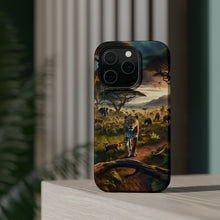 DistinctInk Tough Case for Apple iPhone, Compatible with MagSafe Charging - "The Majestic Leopard: A Vibrant Safari Serenade"