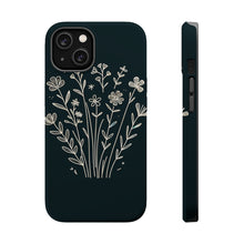 DistinctInk Tough Case for Apple iPhone, Compatible with MagSafe Charging - "Blossoming Joy: Delicate Minimalistic Spring Flowers"