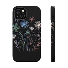 DistinctInk Tough Case for Apple iPhone, Compatible with MagSafe Charging - Vibrant Spring Blossoms on Dark Canvas