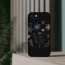 DistinctInk Tough Case for Apple iPhone, Compatible with MagSafe Charging - Vibrant Spring Blossoms on Dark Canvas