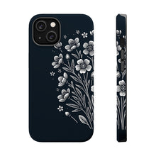 DistinctInk Tough Case for Apple iPhone, Compatible with MagSafe Charging - Title: "Elegant Blooms: Minimalistic Spring Flower Illustration"