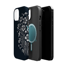DistinctInk Tough Case for Apple iPhone, Compatible with MagSafe Charging - Title: "Elegant Blooms: Minimalistic Spring Flower Illustration"