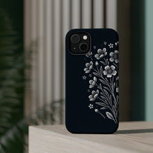 DistinctInk Tough Case for Apple iPhone, Compatible with MagSafe Charging - Title: "Elegant Blooms: Minimalistic Spring Flower Illustration"