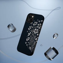 DistinctInk Tough Case for Apple iPhone, Compatible with MagSafe Charging - Title: "Elegant Blooms: Minimalistic Spring Flower Illustration"