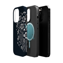 DistinctInk Tough Case for Apple iPhone, Compatible with MagSafe Charging - Title: "Elegant Blooms: Minimalistic Spring Flower Illustration"