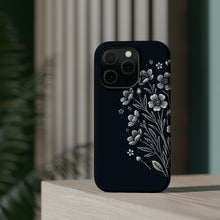 DistinctInk Tough Case for Apple iPhone, Compatible with MagSafe Charging - Title: "Elegant Blooms: Minimalistic Spring Flower Illustration"