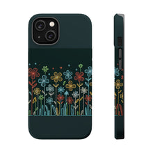 DistinctInk Tough Case for Apple iPhone, Compatible with MagSafe Charging - "Blooming Elegance: Vibrant Flowers Against Darkness"