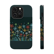 DistinctInk Tough Case for Apple iPhone, Compatible with MagSafe Charging - "Blooming Elegance: Vibrant Flowers Against Darkness"